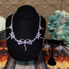 Navajo Made Charoite Dragonfly Necklace & Earrings Set SWSG-JWS-0006