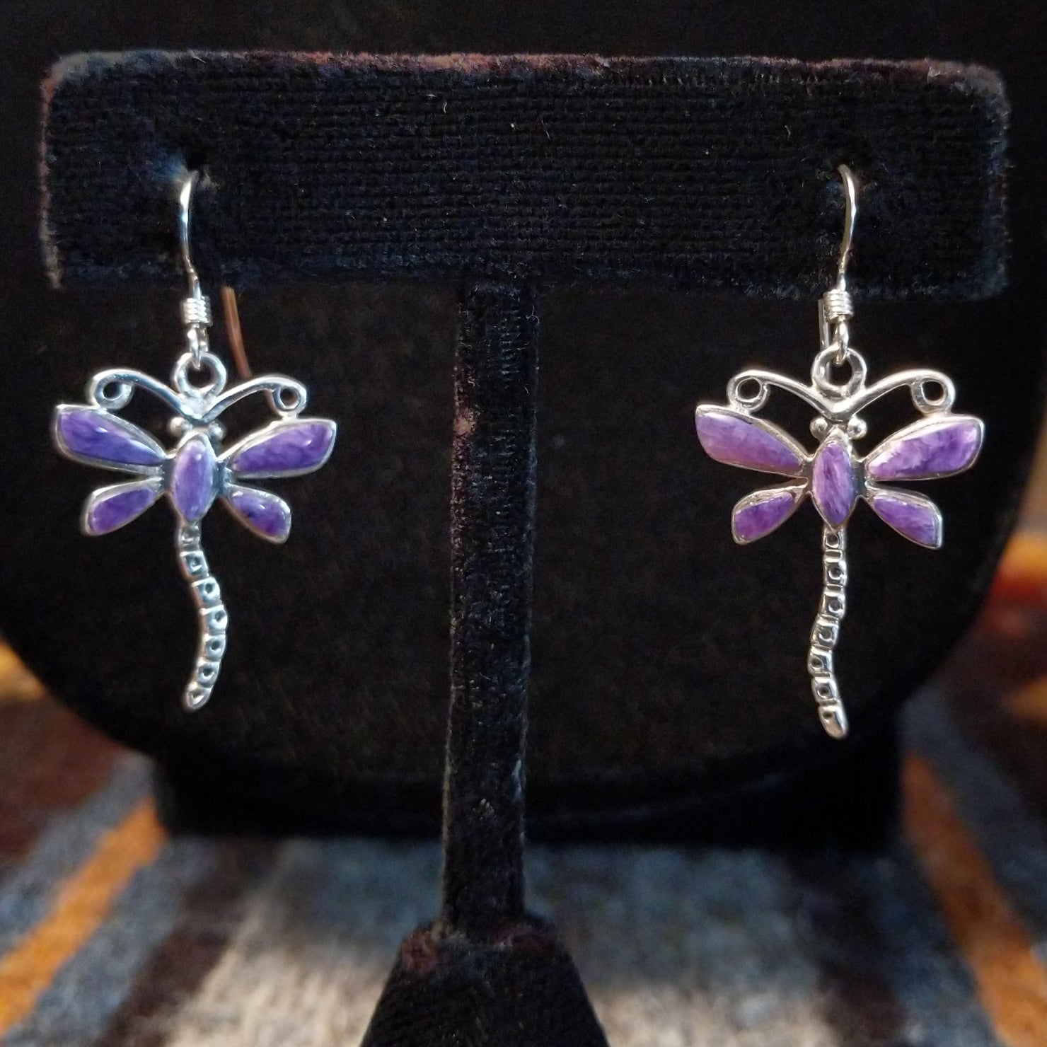 Navajo Made Charoite Dragonfly Necklace & Earrings Set SWSG-JWS-0006