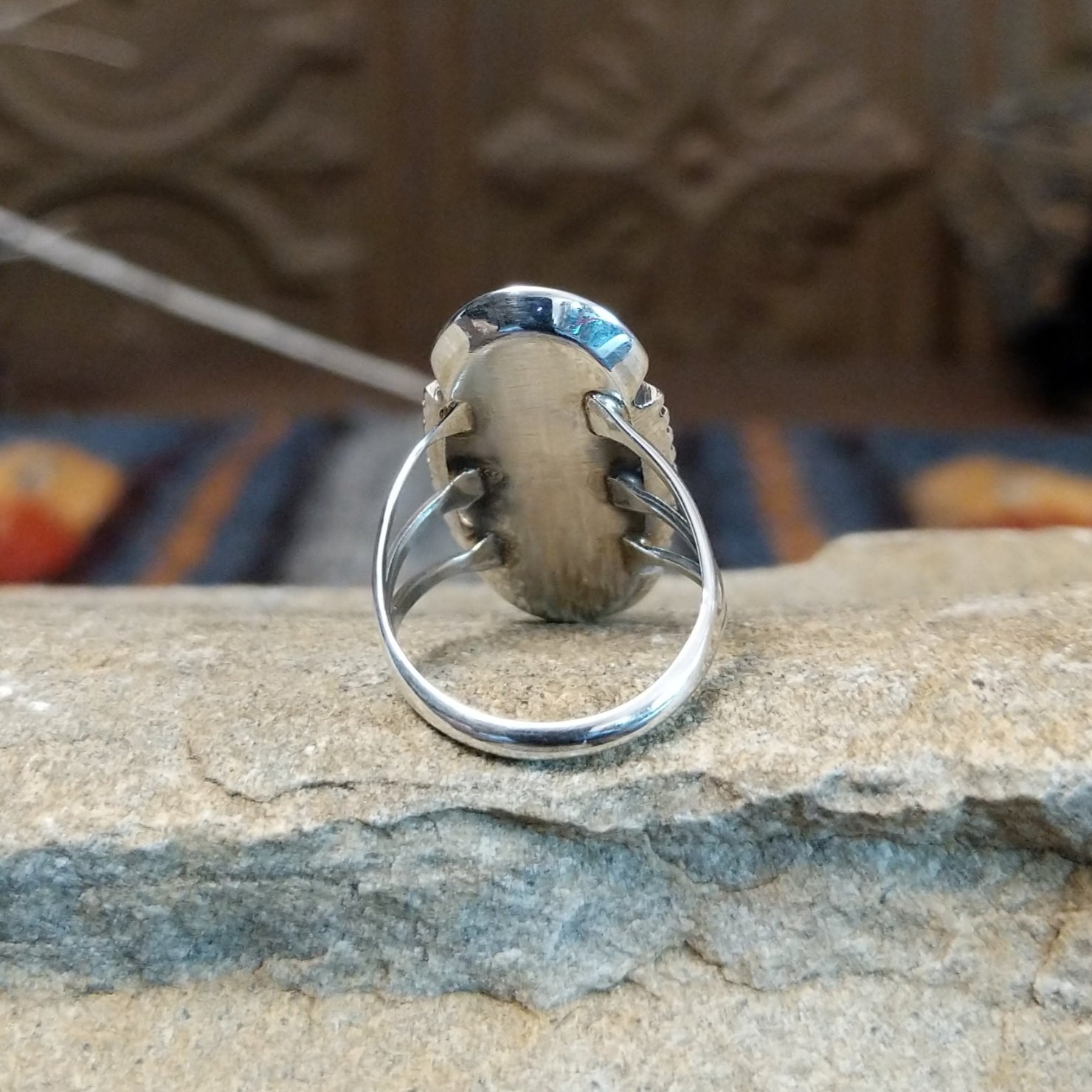 Navajo Made Black Onyx Shadowbox Ring SWSG-RNG-0057 Size 5.5