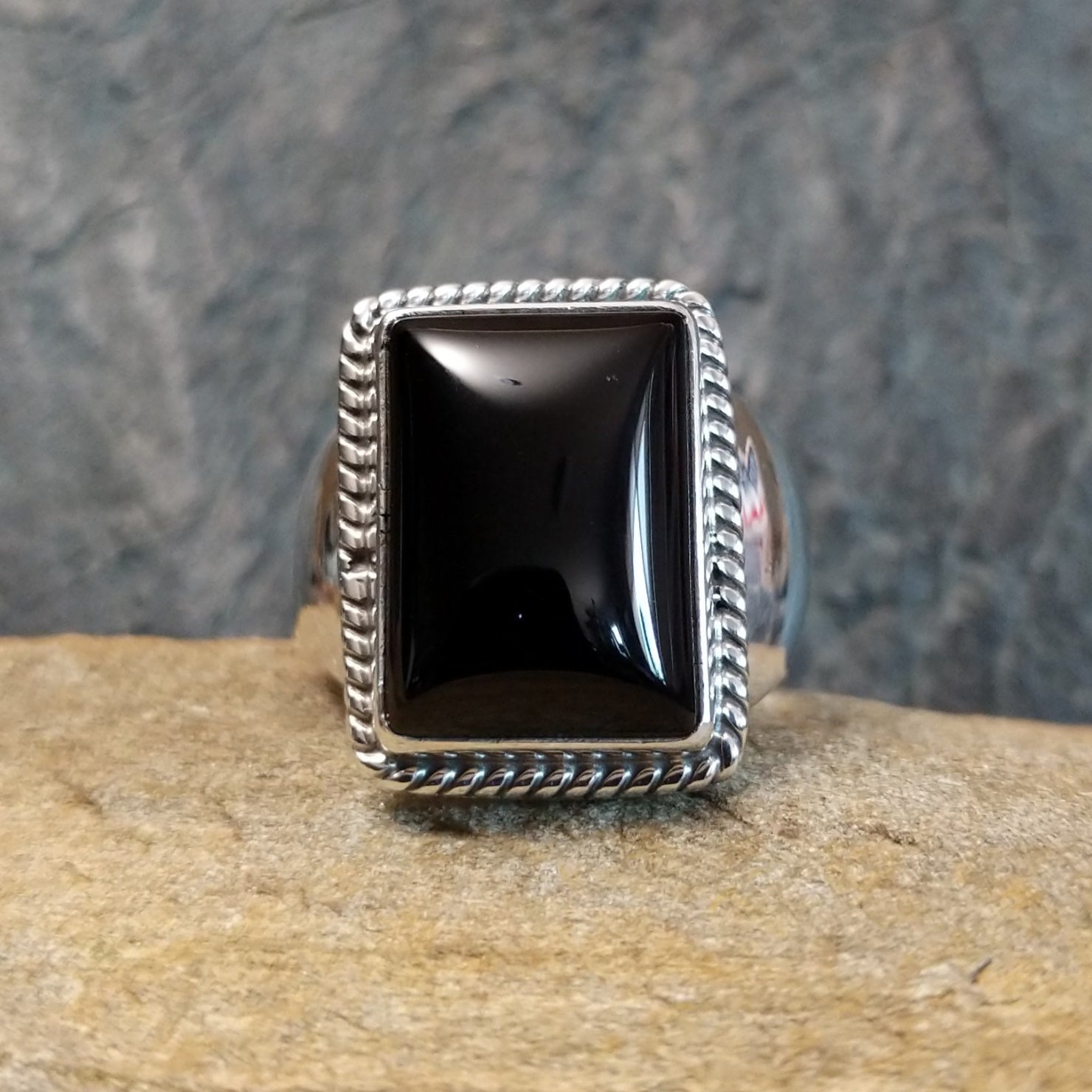 Black Onyx Ring by Frederick Chavez GJ-RNG-0111 Size 12.5