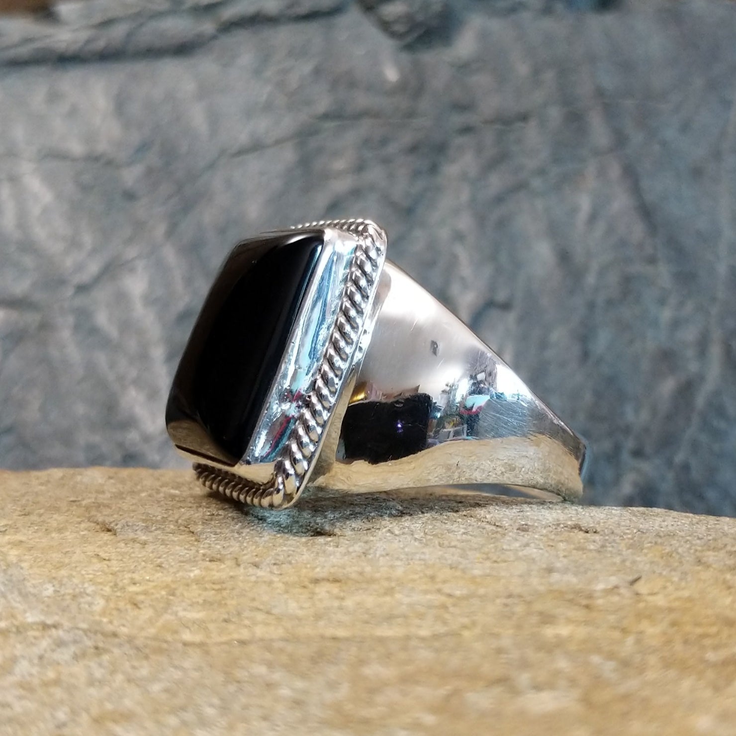 Black Onyx Ring by Frederick Chavez GJ-RNG-0111 Size 12.5