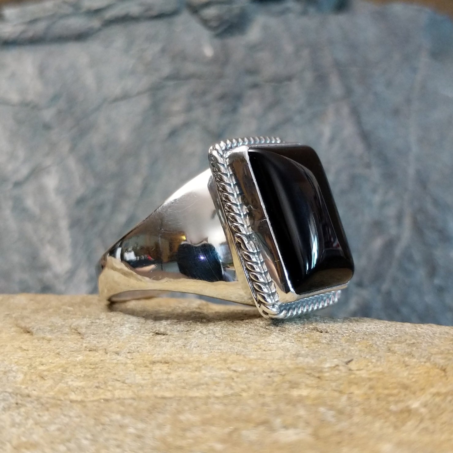 Black Onyx Ring by Frederick Chavez GJ-RNG-0111 Size 12.5