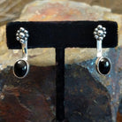 Navajo Made Black Onyx Adjustable Earrings by T. GJ-ERN-0087