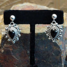 Navajo Made Ornate Black Onyx Teardrop Earrings GJ-ERN-0091