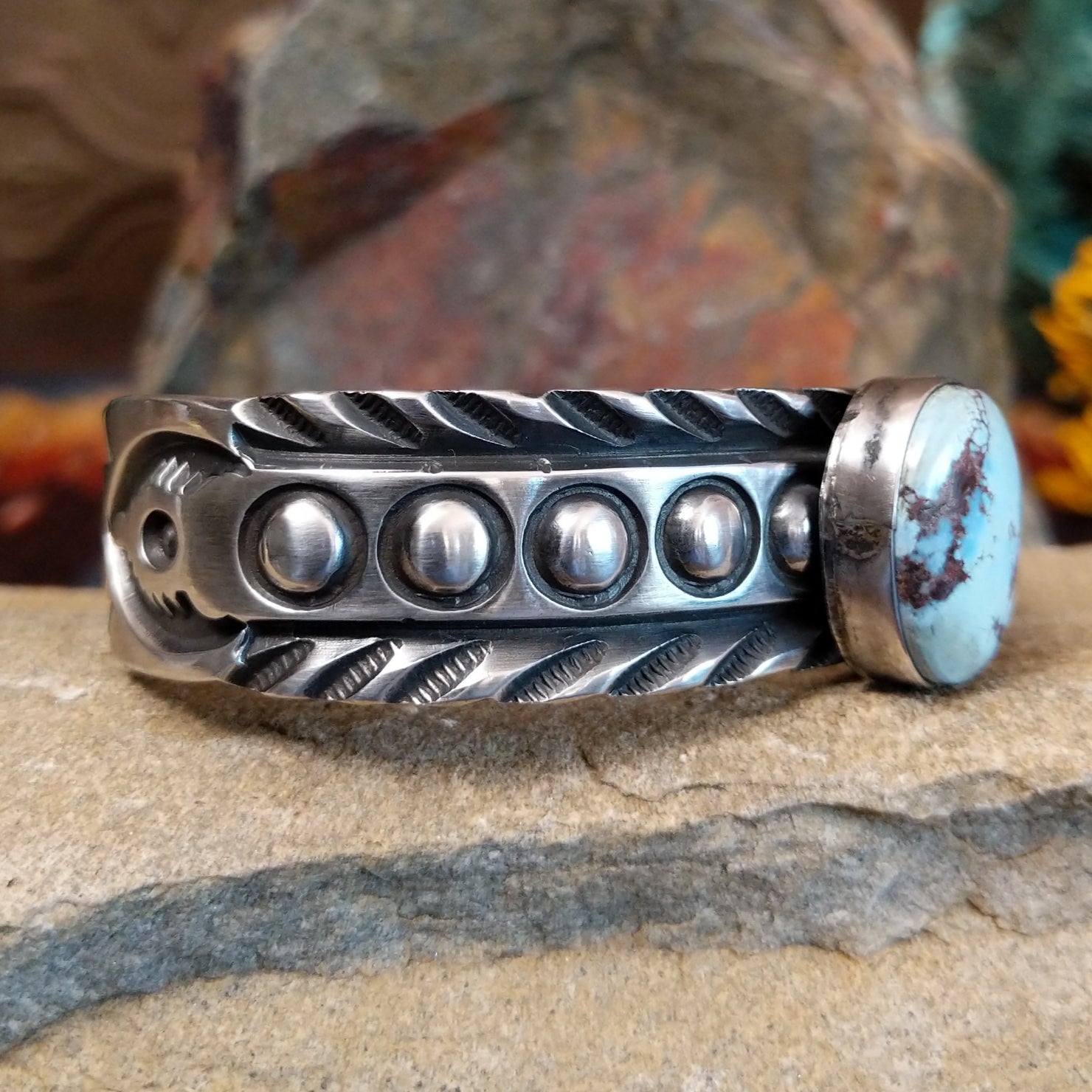 Golden Hills Turquoise Cuff by Jerrold Tahe SWSG-BRC-0056