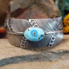 Golden Hills Turquoise Feather Cuff by Raymond Coriz GJ-BRC-0114