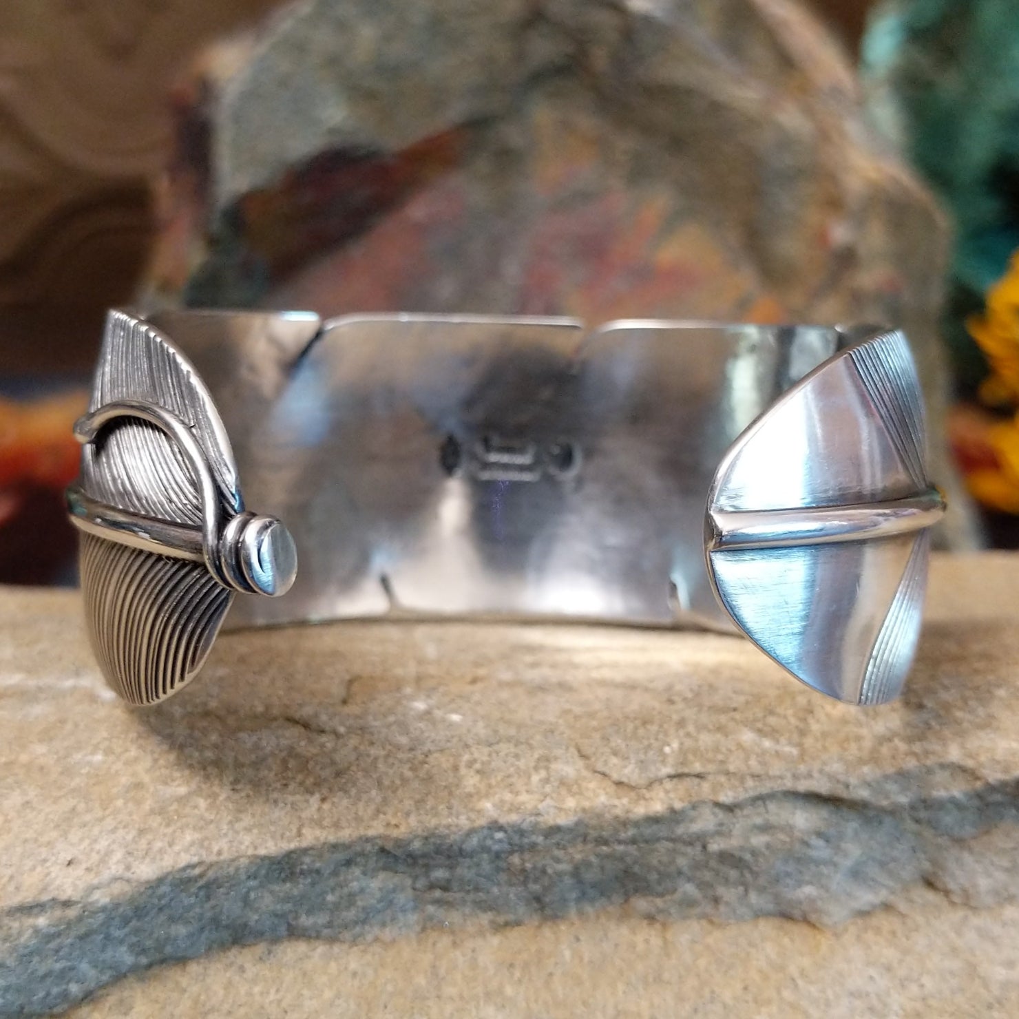 Golden Hills Turquoise Feather Cuff by Raymond Coriz GJ-BRC-0114