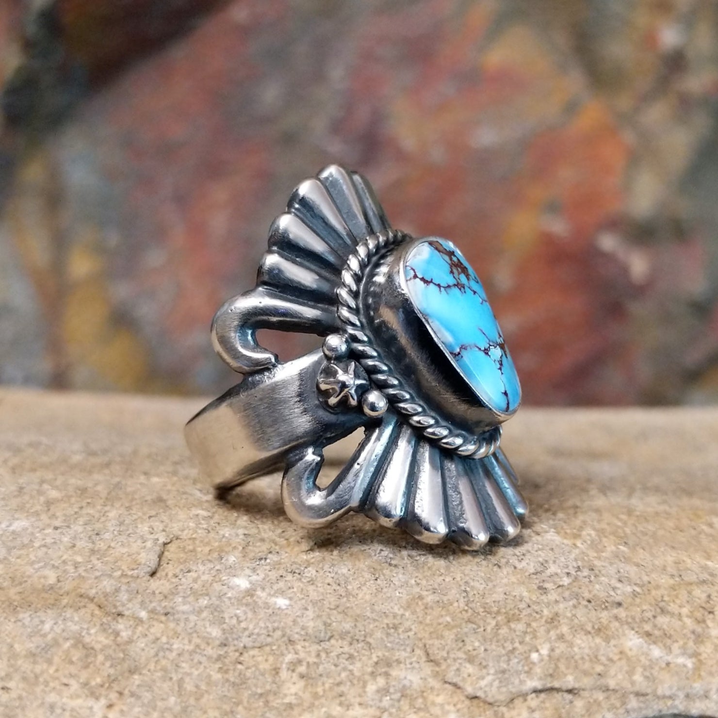 Goldens Hills Turquoise Ring by Raymond Coriz GJ-RNG-0115 Size 6.5
