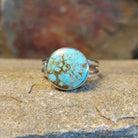This Navajo-made ring features genuine #8 Turquoise set in sterling silver