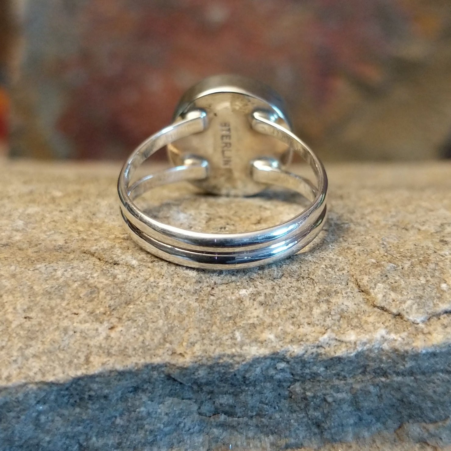 Underside of ring showing Sterling Silver stamp