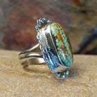 #8 Turquoise ring handcrafted by Jake Sampson, set in sterling silver.