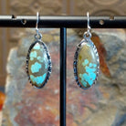  #8 Turquoise ellipse French hook earrings by Navajo artist John King. 