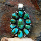 Multi-stone Sonoran Gold turquoise pendant by Navajo artist Angela Martin, handcrafted in sterling silver.