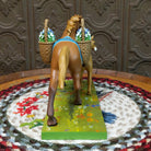 "Mama's Helper" collectible pony by The Trail of Painted Ponies, featuring detailed hand-painted artwork, vibrant colors, and family-inspired design elements.  Rear view.