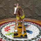 "Sunflower Sorrel" collectible pony by The Trail of Painted Ponies, featuring detailed hand-painted sunflower artwork, golden tones, and countryside-inspired design elements.  Front view.