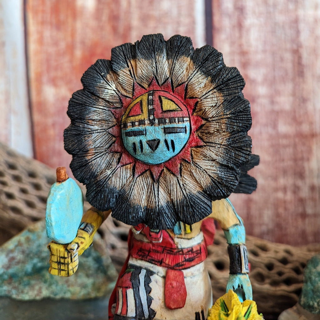 "Sun Face" Hopi Kachina by Artist Milton Howard Detail View
