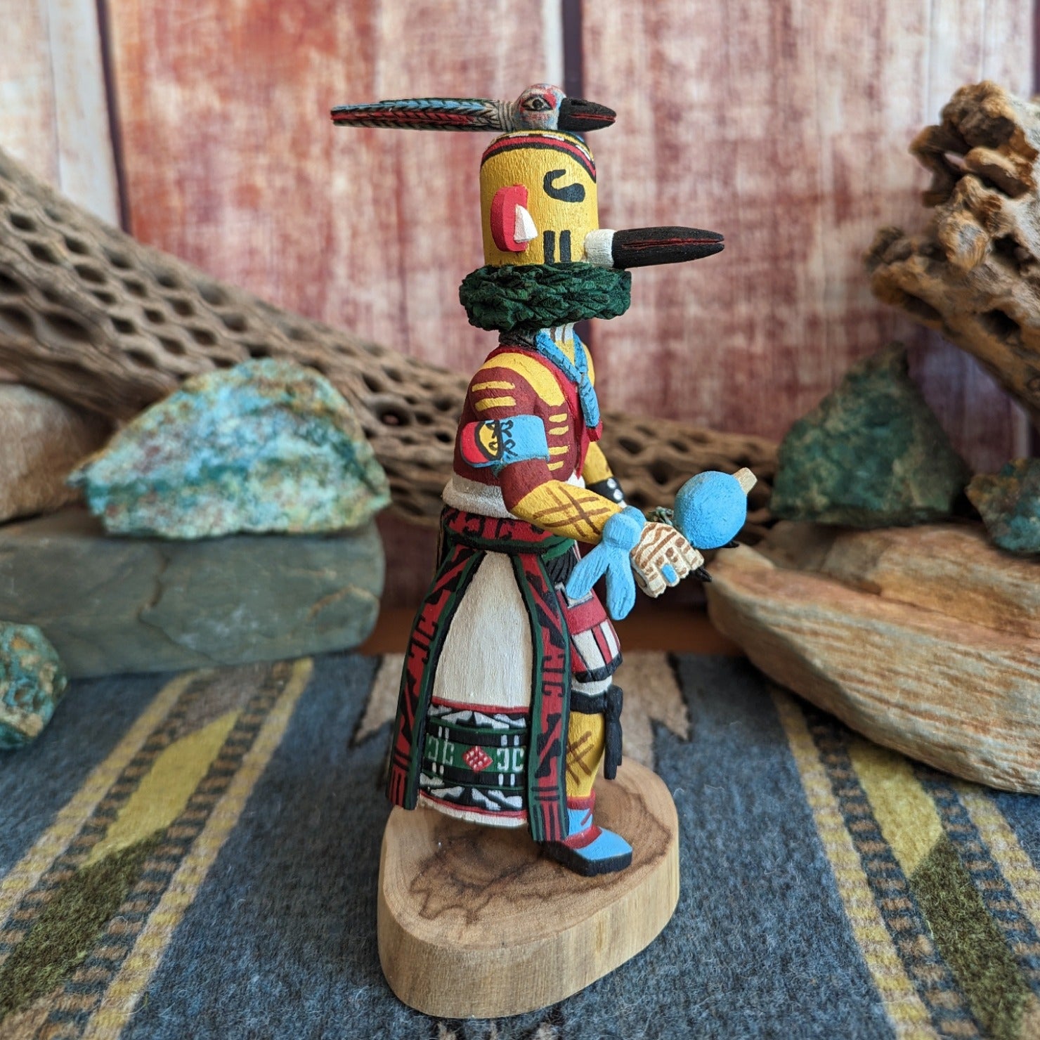 "Hummingbird" Hopi Katsina by Artist Joe Duweyne Side View