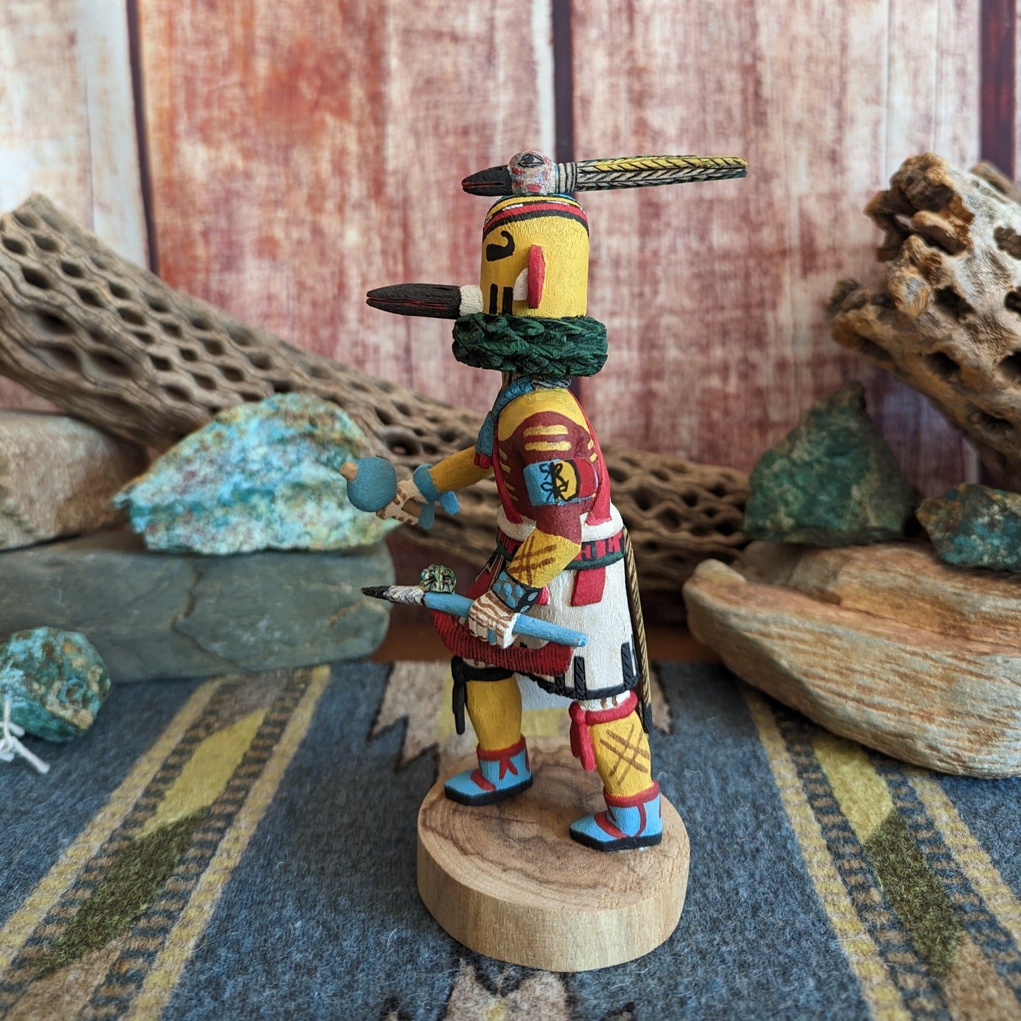 "Hummingbird" Hopi Katsina by Artist Joe Duweyne Side View