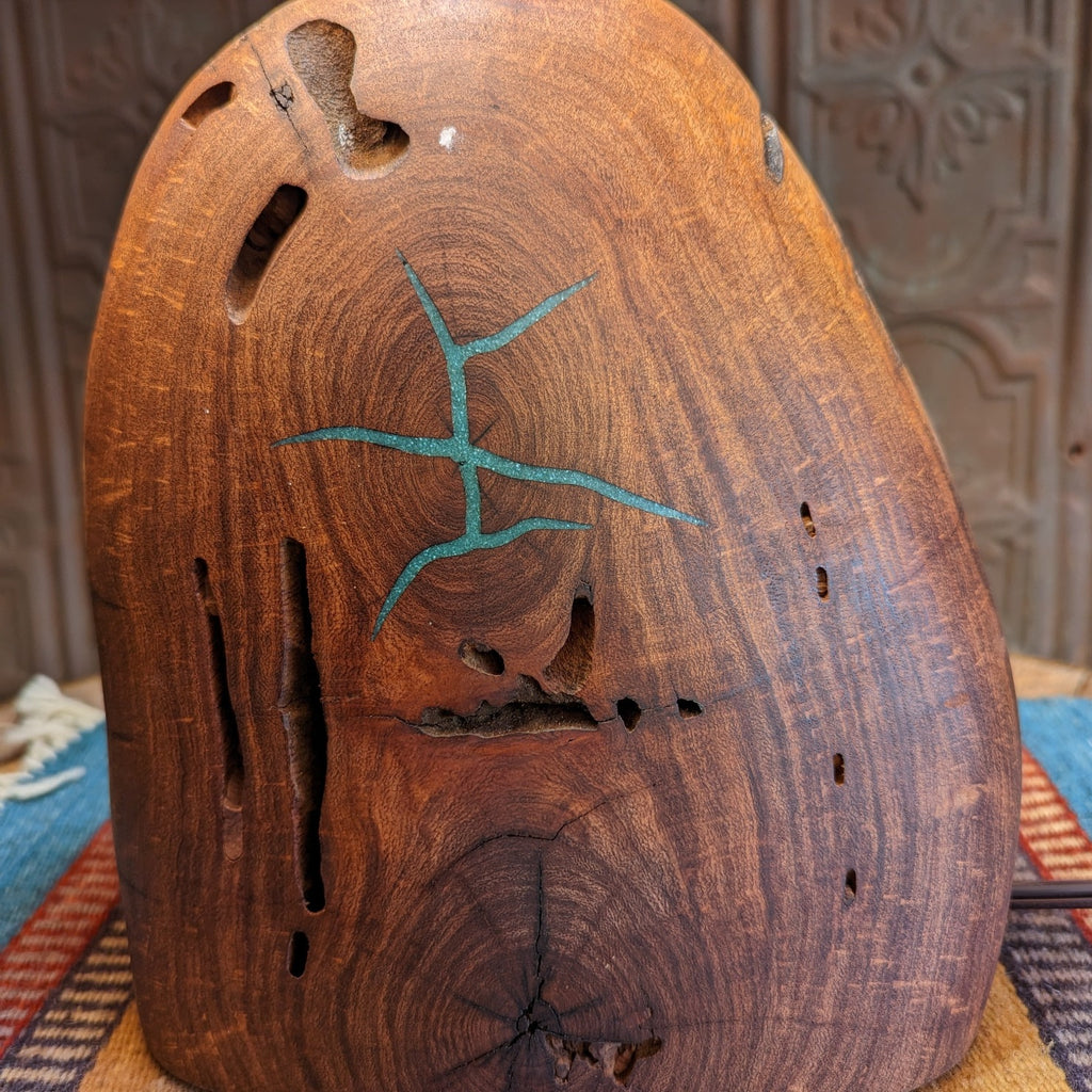 Mesquite With Turquoise And Copper Lamp Detail View