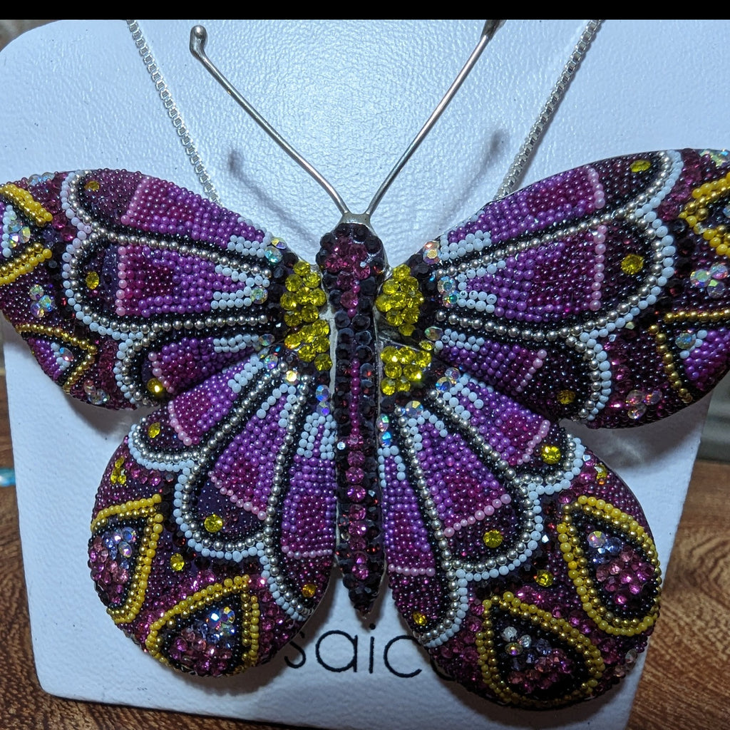 Mosaico Handmade Multi-Colored Butterfly Necklace & Earrings Set GJ-JWS-0008