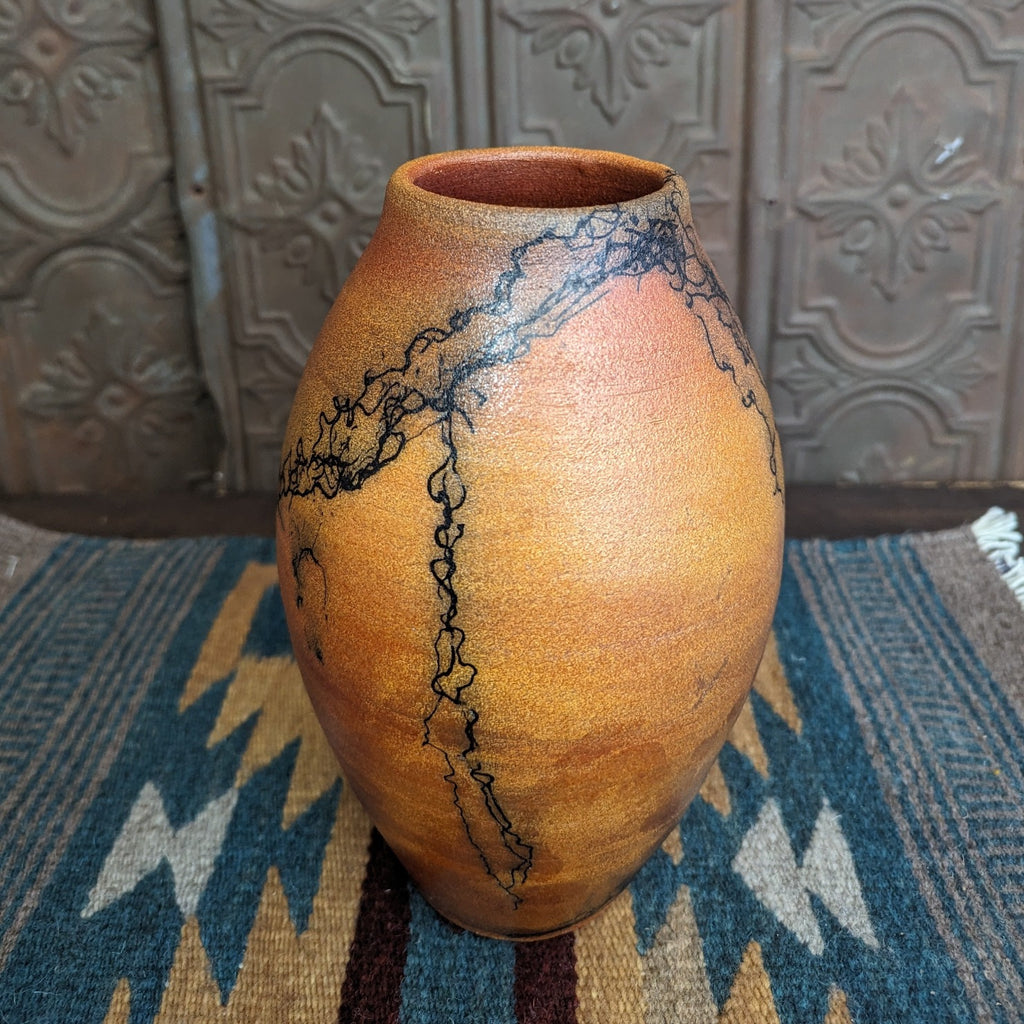 Orange Horsehair Vase by Jim Calhoun GF-0116