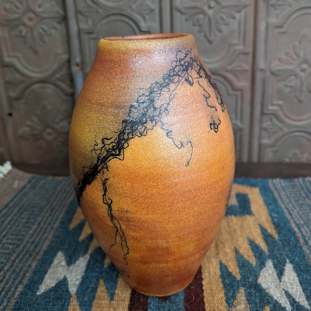 Orange Horsehair Vase by Jim Calhoun GF-0116