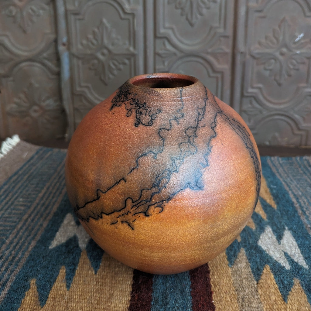 Orange Horsehair Vase by Jim Calhoun GF-0120