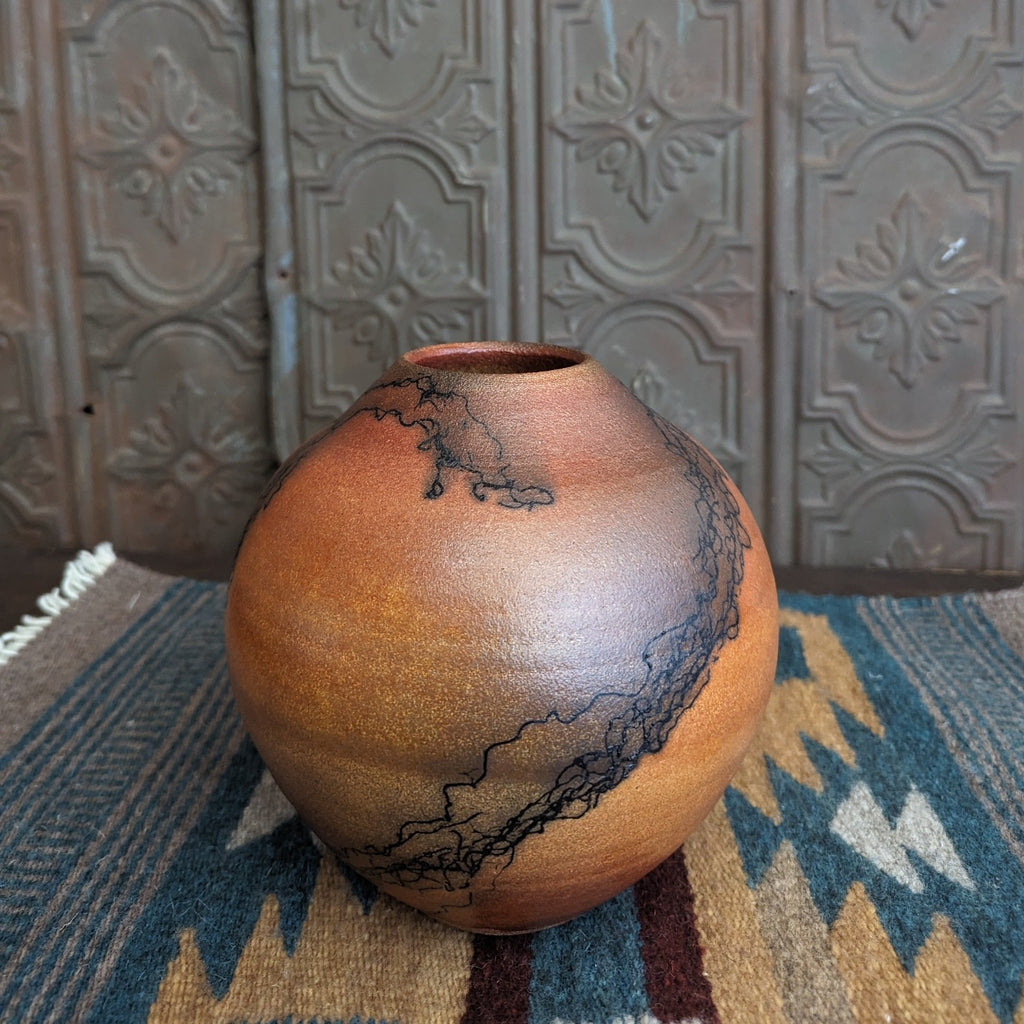 Orange Horsehair Vase by Jim Calhoun GF-0120