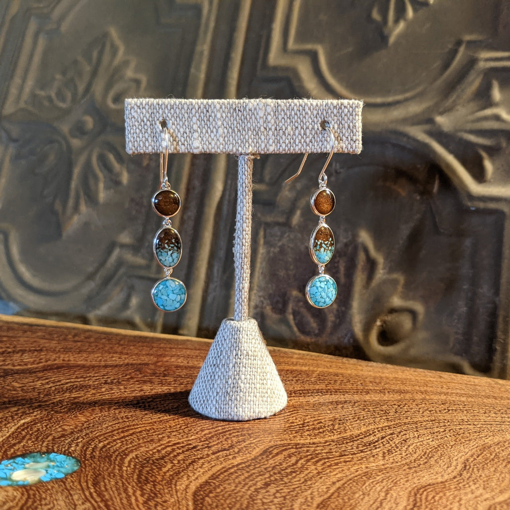 Arizona Sand & Turquoise Sterling Silver Earrings by Dune Jewelry GJ-ERN-0041