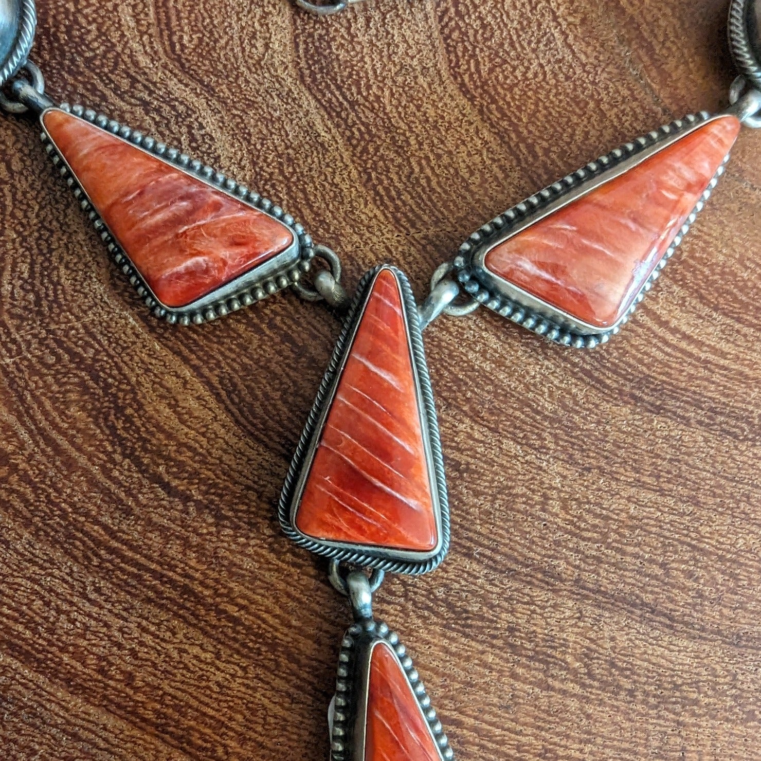 Navajo Made Spiny Oyster Necklace & Earrings Set Set by Augustine Largo GJ-JWS-0013