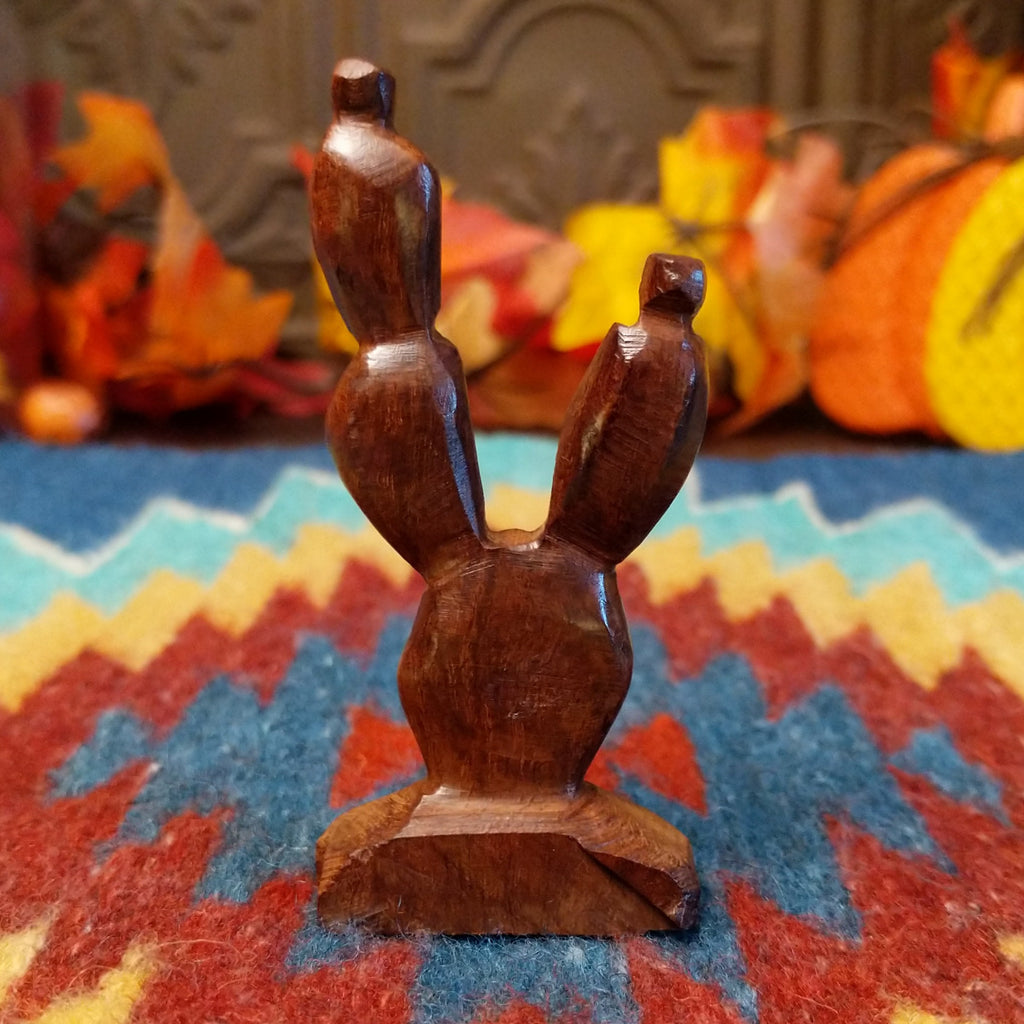 Ironwood smoothed and carved into a prickly pear cactus.