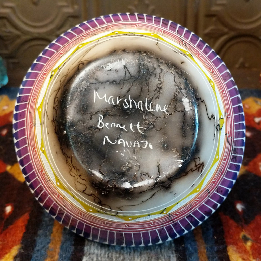 Marshalene Bennett's signature is etched into the bottom of the vase.