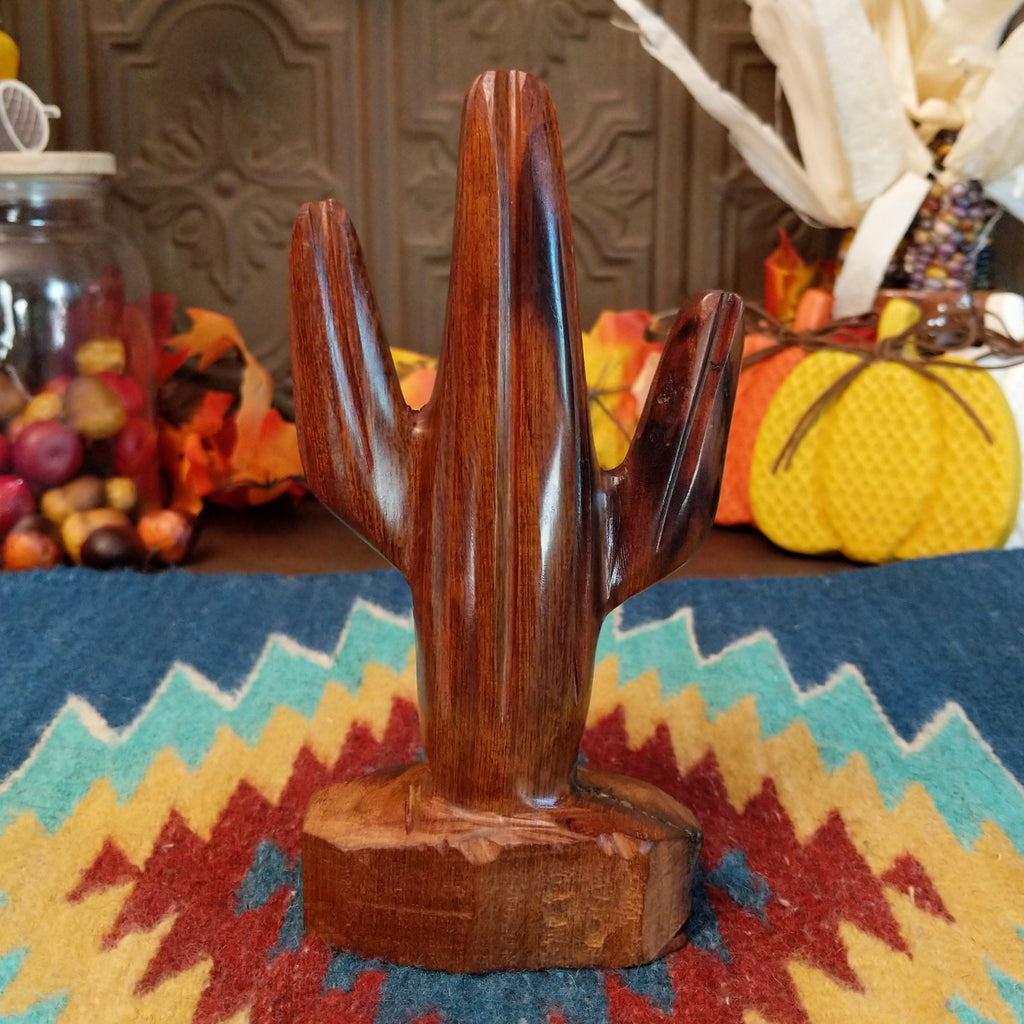 Ironwood carved and smoothed into a saguaro cactus.