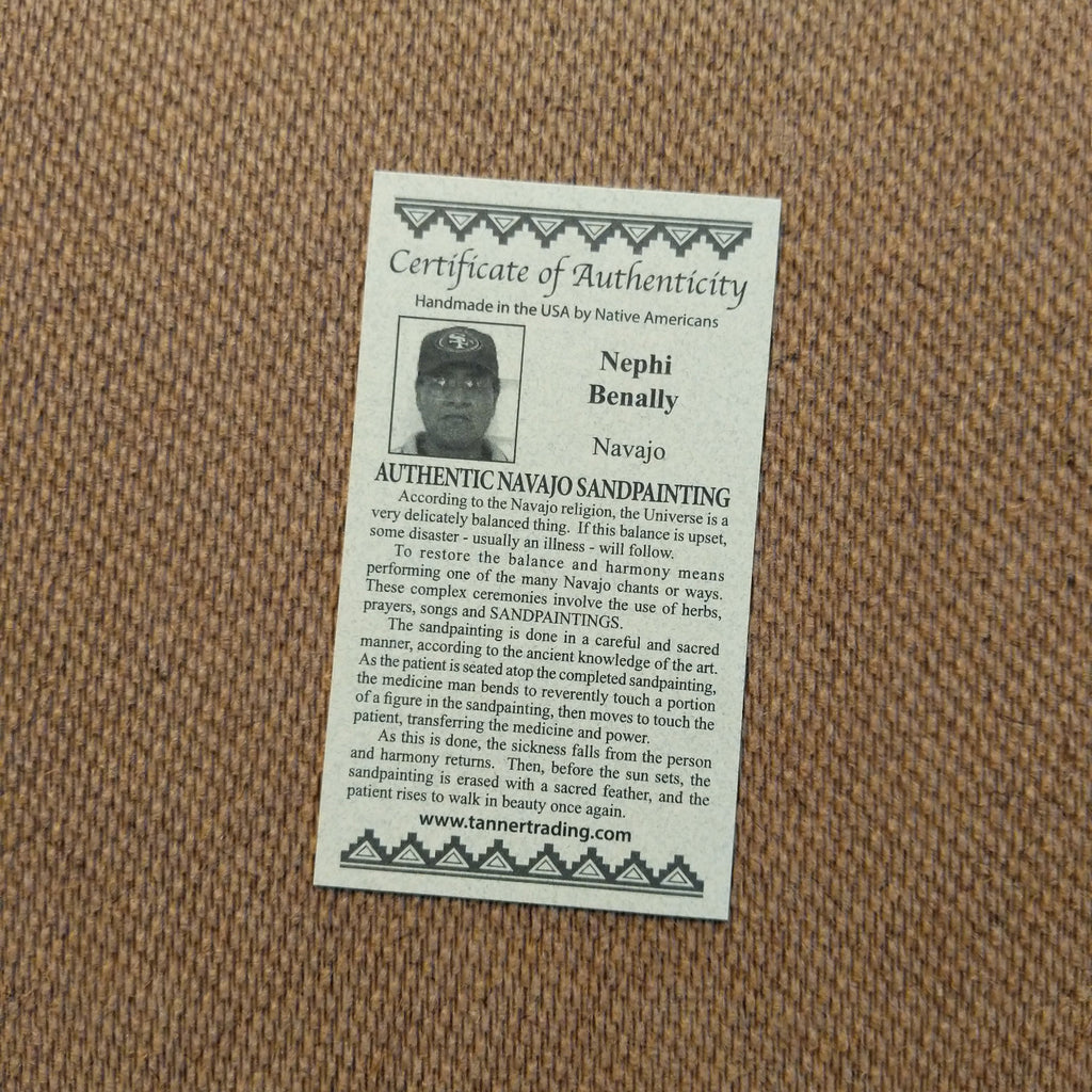 Close-up of authentication tag about the artisan.