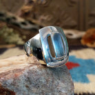 Sterling silver ring with bridge centerpiece.