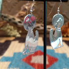 Sterling silver coyote howling at the moon earrings.