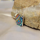 Sterling silver square pendant with Austrian crystals.