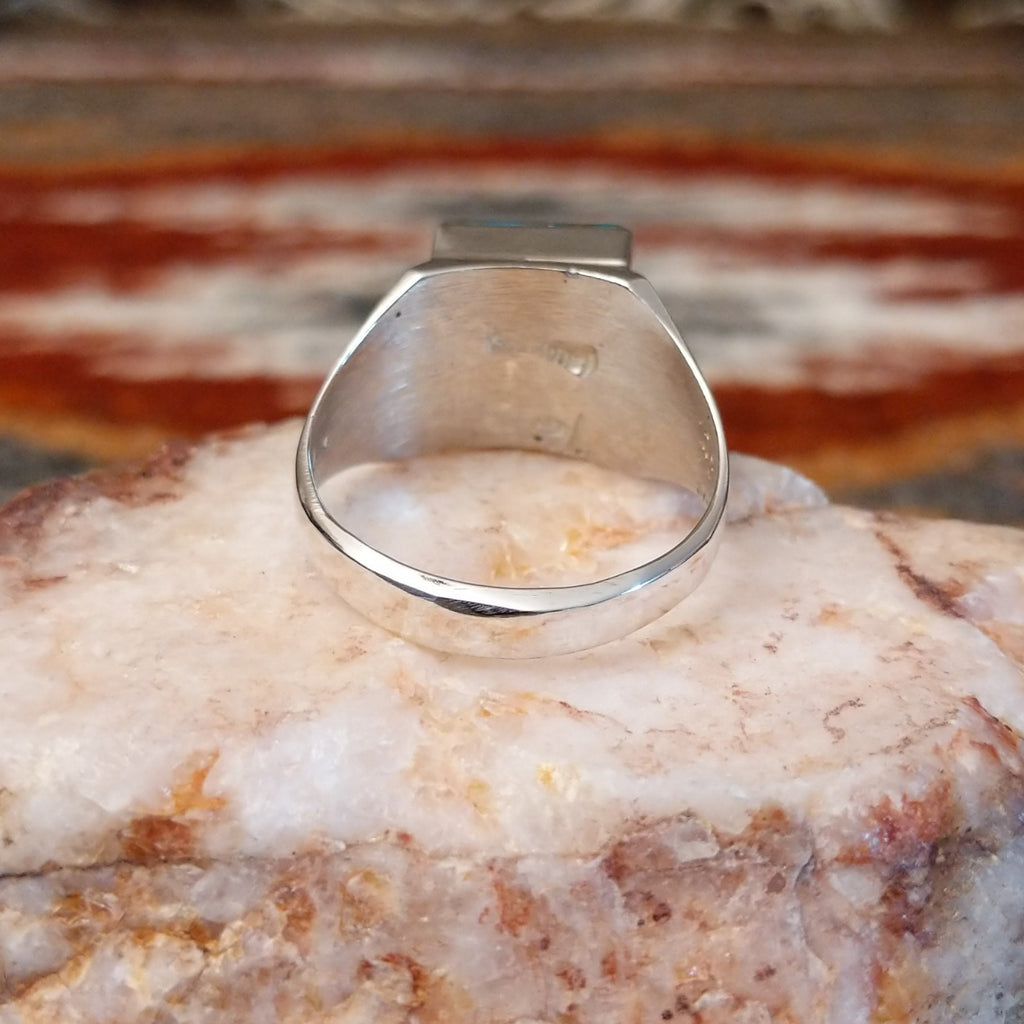 Close-up of the polished sterling silver band.