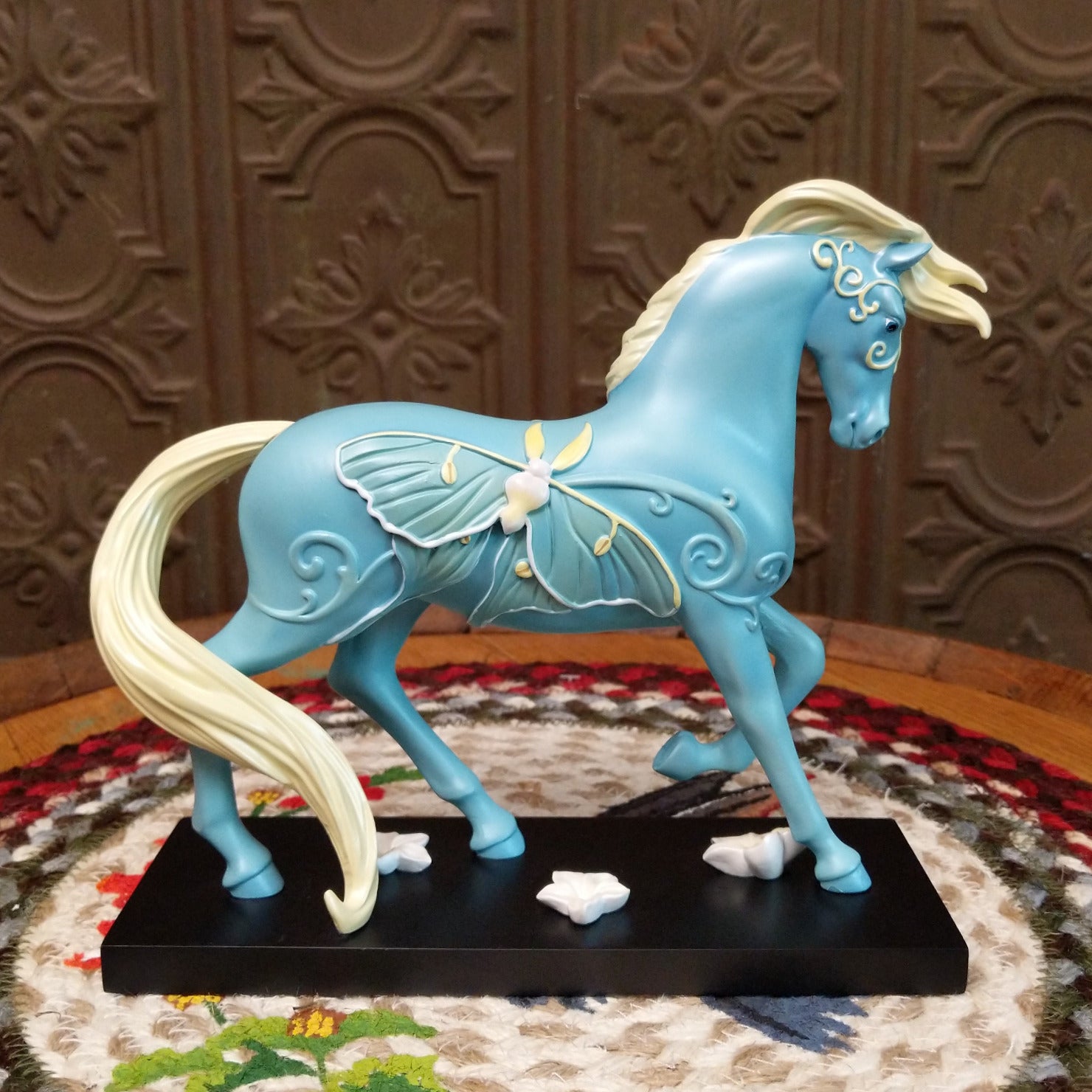 "Summer Moon" collectible pony by The Trail of Painted Ponies, featuring detailed hand-painted artwork, moon-inspired design elements, and rich vibrant colors.