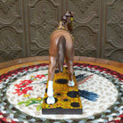 "Sunflower Sorrel" collectible pony by The Trail of Painted Ponies, featuring detailed hand-painted sunflower artwork, golden tones, and countryside-inspired design elements.  Rear view.