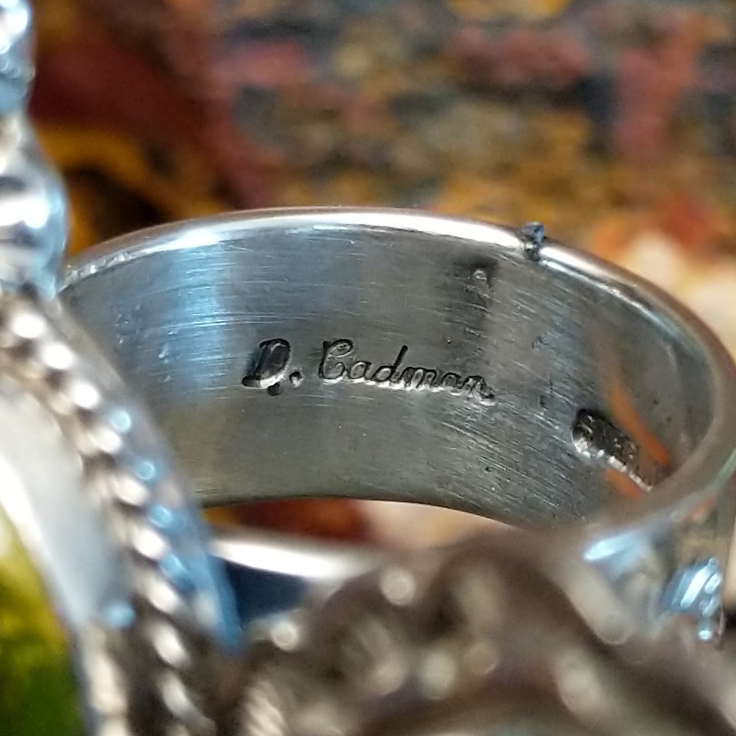 Close-up of the artisan's signature.