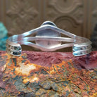Sterling silver cuff features Turquoise Mountain turquoise set in a large bezel.