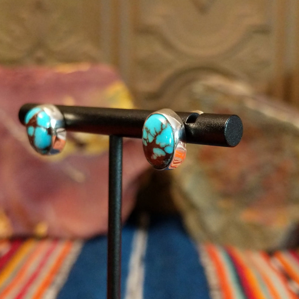 Turquoise set in sterling silver bezels.