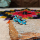 Turquoise triangle inlay hoop earrings by Tina Gasper.