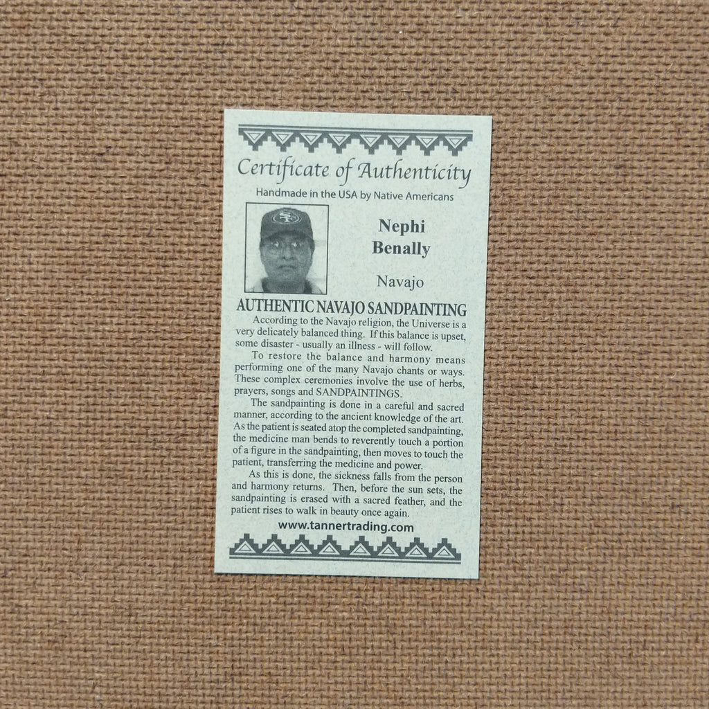 Close-up of the artisan's authentication tag on the back.