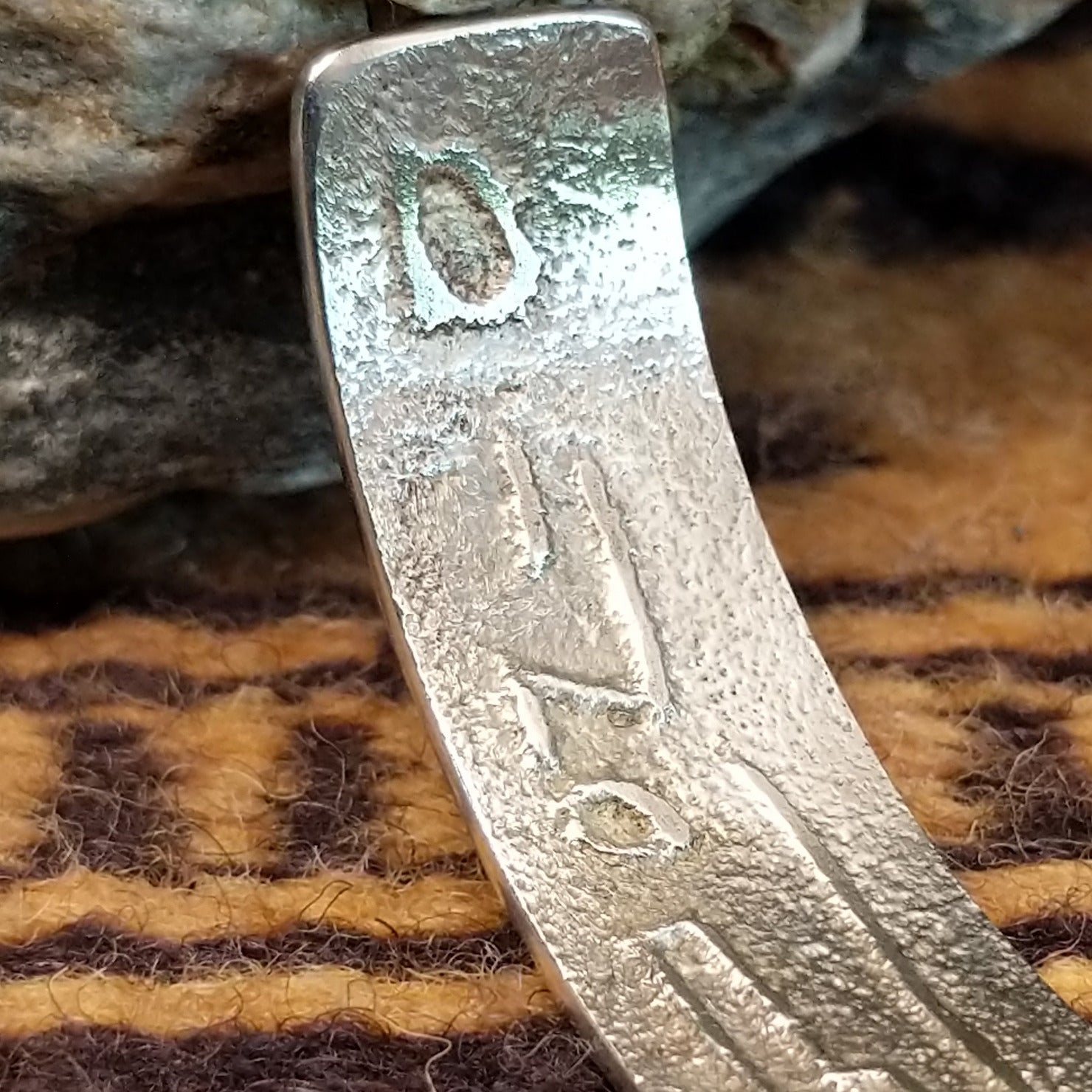 Wavy Tufa Cast Silver Cuff by Dino Garcia GJ-BRC-0307 – Arlene's