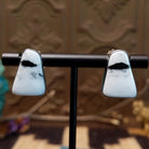 Sterling silver earrings with white buffalo stones set in bezels.