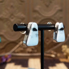 Sterling silver earrings with white buffalo stones set in bezels.