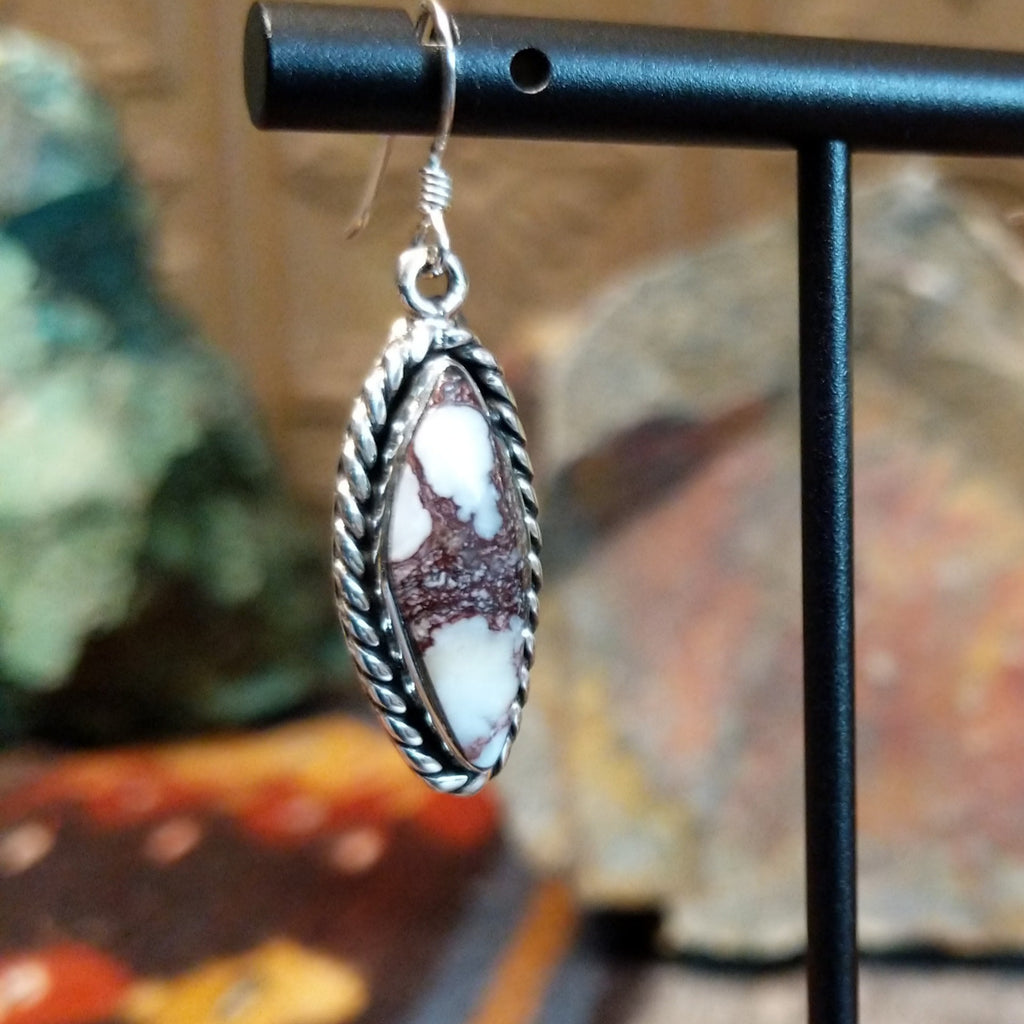 Wild horse stone set in a navette bezel with a twisted rope design.