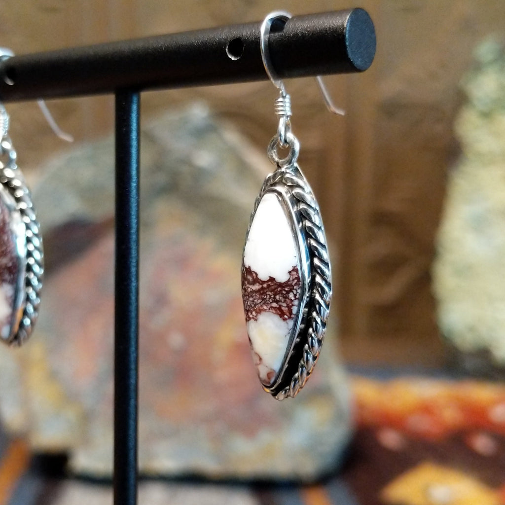 Wild horse stone set in a navette bezel with a twisted rope design.